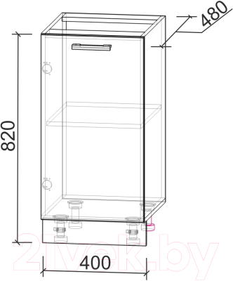Шкаф-стол кухонный Интерлиния Компо НШ40р-1дв