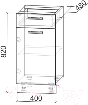 Шкаф-стол кухонный Интерлиния Компо НШ40рш1