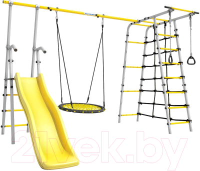 Игровой комплекс Romana Богатырь Плюс 2 / 103.12.06 гнездо качели, серый/желтый - фото