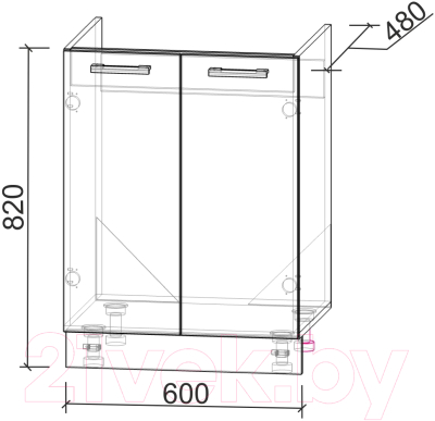 Шкаф под мойку Интерлиния Компо НШ60м-2дв