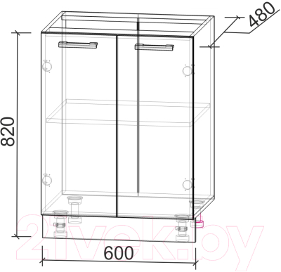 Шкаф-стол кухонный Интерлиния Компо НШ60р-2дв