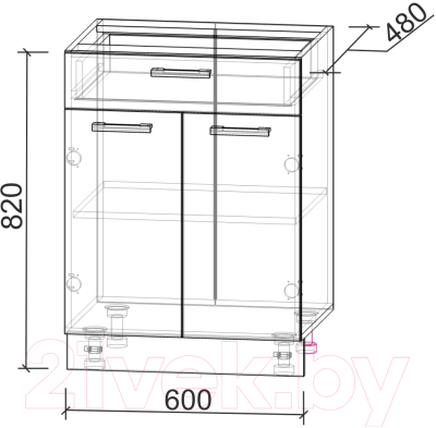 Шкаф-стол кухонный Интерлиния Компо НШ60рш1