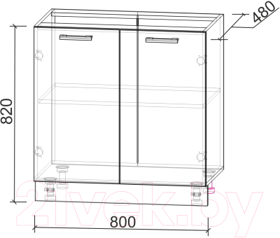 Шкаф-стол кухонный Интерлиния Компо НШ80р-2дв