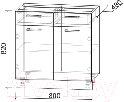 Шкаф-стол кухонный Интерлиния Компо НШ80рш2