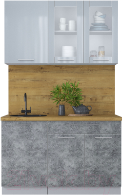 Кухонный гарнитур Интерлиния Мила Пластик 1.3 Б - фото