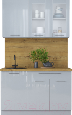 Кухонный гарнитур Интерлиния Мила Пластик 1.3 Б - фото