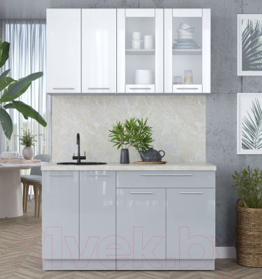 Кухонный гарнитур Интерлиния Мила Пластик 1.4 Б