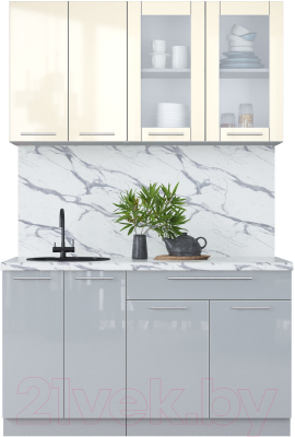 Кухонный гарнитур Интерлиния Мила Пластик 1.4 Б - фото