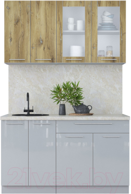 Кухонный гарнитур Интерлиния Мила Пластик 1.4 Б - фото