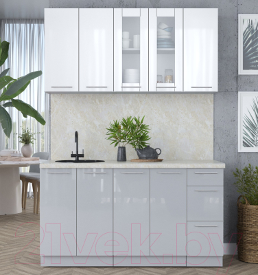 Кухонный гарнитур Интерлиния Мила Пластик 1.5 Б