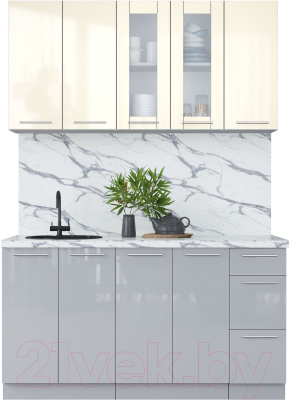Кухонный гарнитур Интерлиния Мила Пластик 1.5 Б - фото