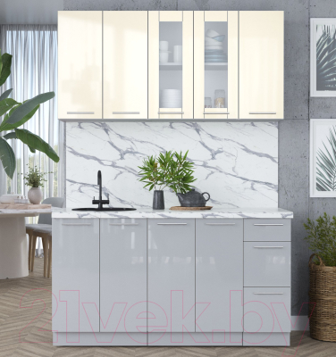 Кухонный гарнитур Интерлиния Мила Пластик 1.5 Б