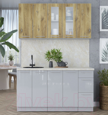 Кухонный гарнитур Интерлиния Мила Пластик 1.5 Б