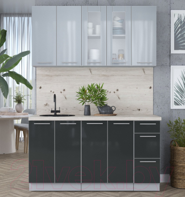 Кухонный гарнитур Интерлиния Мила Пластик 1.5 Б