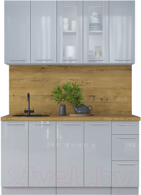 Кухонный гарнитур Интерлиния Мила Пластик 1.5 Б - фото