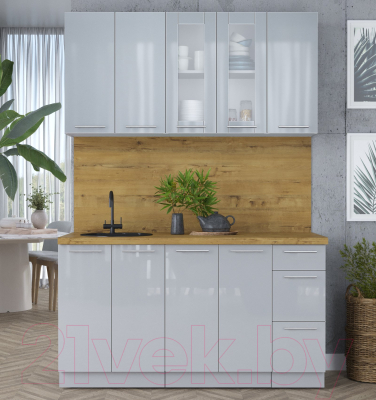 Кухонный гарнитур Интерлиния Мила Пластик 1.5 Б