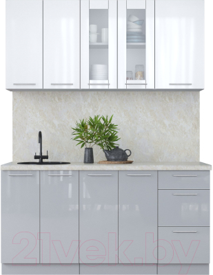 Кухонный гарнитур Интерлиния Мила Пластик 1.6 Б - фото