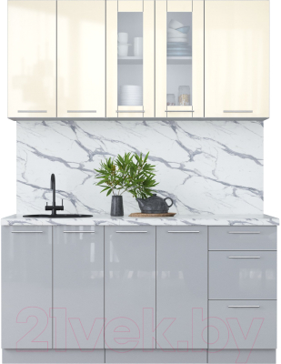 Кухонный гарнитур Интерлиния Мила Пластик 1.6 Б - фото