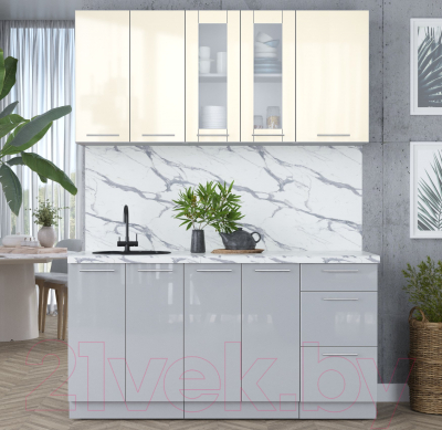 Кухонный гарнитур Интерлиния Мила Пластик 1.6 Б