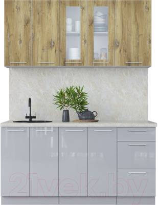 Кухонный гарнитур Интерлиния Мила Пластик 1.6 Б - фото