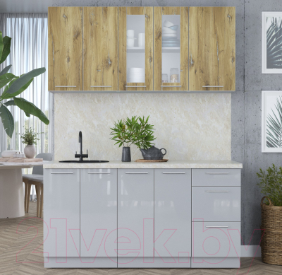 Кухонный гарнитур Интерлиния Мила Пластик 1.6 Б