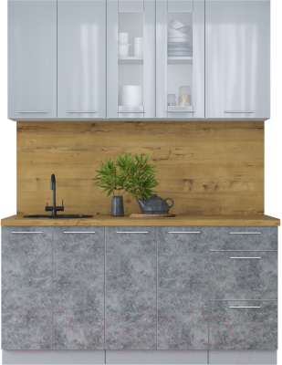 Кухонный гарнитур Интерлиния Мила Пластик 1.6 Б - фото