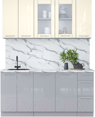 Кухонный гарнитур Интерлиния Мила Пластик 1.7 Б - фото