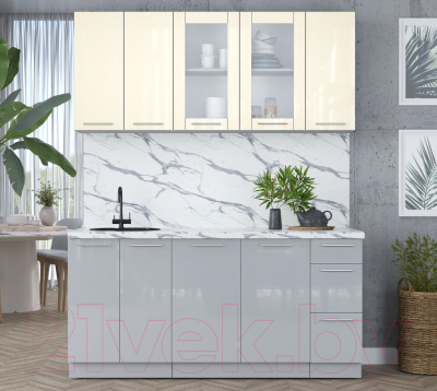 Кухонный гарнитур Интерлиния Мила Пластик 1.7 Б