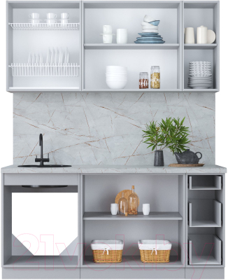 Кухонный гарнитур Интерлиния Мила Пластик 1.7 Б