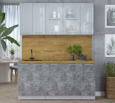 Кухонный гарнитур Интерлиния Мила Пластик 1.7 Б