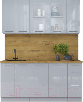 Кухонный гарнитур Интерлиния Мила Пластик 1.7 Б - фото