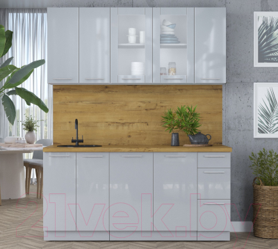 Кухонный гарнитур Интерлиния Мила Пластик 1.7 Б