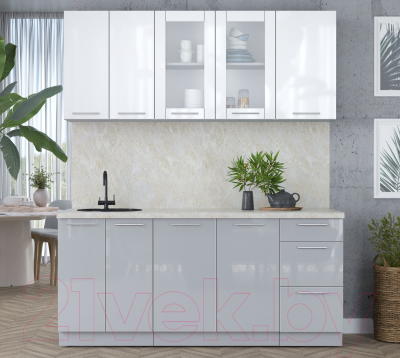 Кухонный гарнитур Интерлиния Мила Пластик 1.8 Б