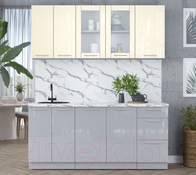 Кухонный гарнитур Интерлиния Мила Пластик 1.8 Б