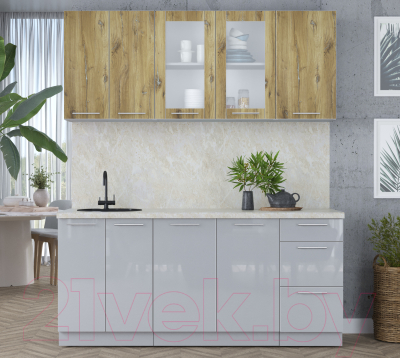 Кухонный гарнитур Интерлиния Мила Пластик 1.8 Б