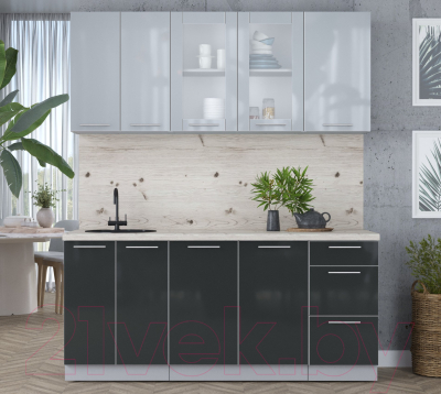 Кухонный гарнитур Интерлиния Мила Пластик 1.8 Б