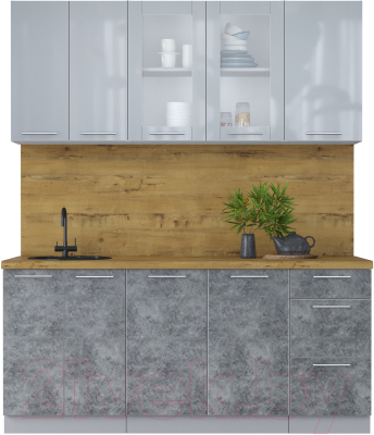 Кухонный гарнитур Интерлиния Мила Пластик 1.8 Б - фото