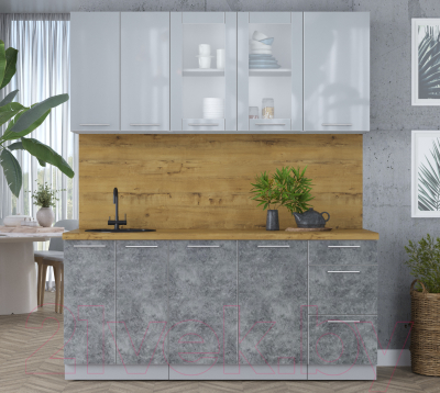 Кухонный гарнитур Интерлиния Мила Пластик 1.8 Б