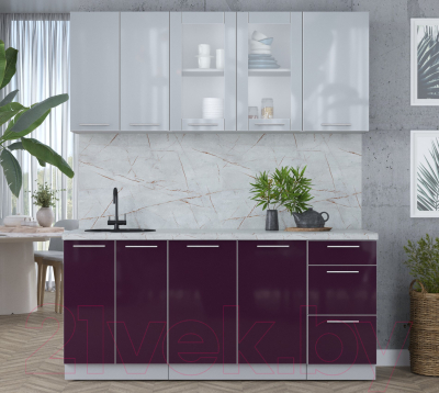 Кухонный гарнитур Интерлиния Мила Пластик 1.8 Б