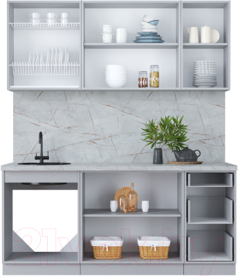 Кухонный гарнитур Интерлиния Мила Пластик 1.8 Б