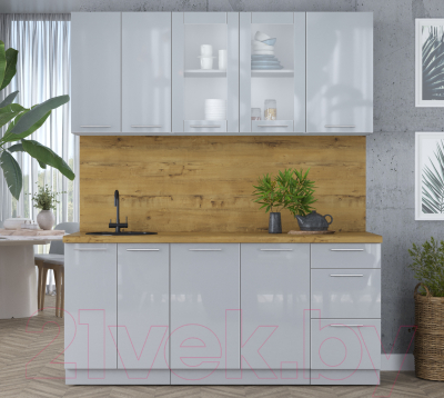 Кухонный гарнитур Интерлиния Мила Пластик 1.8 Б