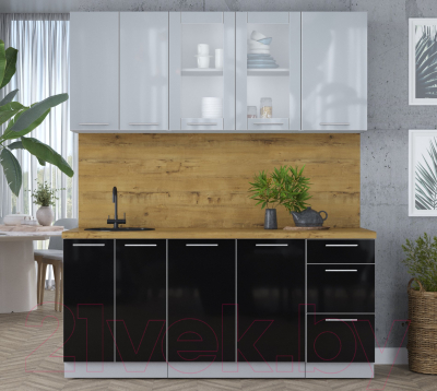 Кухонный гарнитур Интерлиния Мила Пластик 1.8 Б