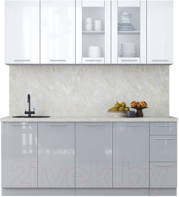 Кухонный гарнитур Интерлиния Мила Пластик 1.9 Б - фото