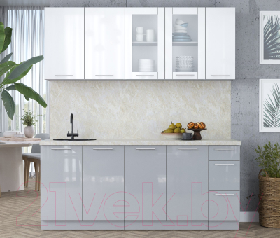 Кухонный гарнитур Интерлиния Мила Пластик 1.9 Б