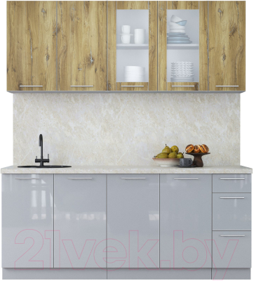Кухонный гарнитур Интерлиния Мила Пластик 1.9 Б - фото