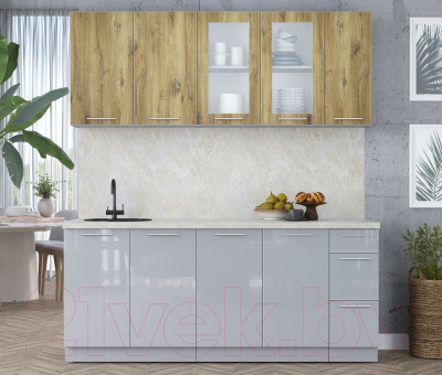 Кухонный гарнитур Интерлиния Мила Пластик 1.9 Б