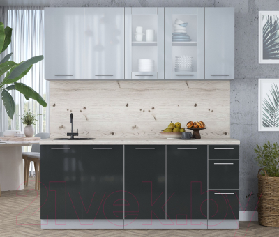 Кухонный гарнитур Интерлиния Мила Пластик 1.9 Б