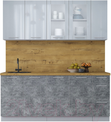 Кухонный гарнитур Интерлиния Мила Пластик 1.9 Б - фото