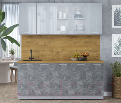 Кухонный гарнитур Интерлиния Мила Пластик 1.9 Б