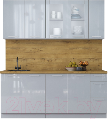 Кухонный гарнитур Интерлиния Мила Пластик 1.9 Б - фото